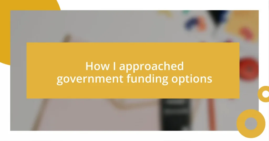 How I approached government funding options